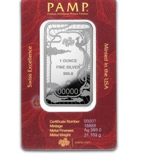 Pamp Suisse, Good Luck Phoenix 1 oz .999 Silver Mint Bar