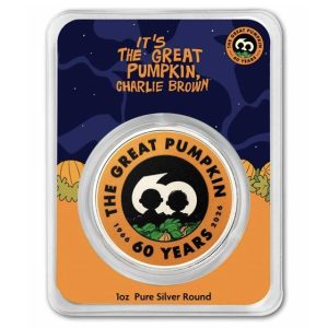 Peanuts Its the Great Pumpkin 60th Anniv. 1 oz Colorized Silver