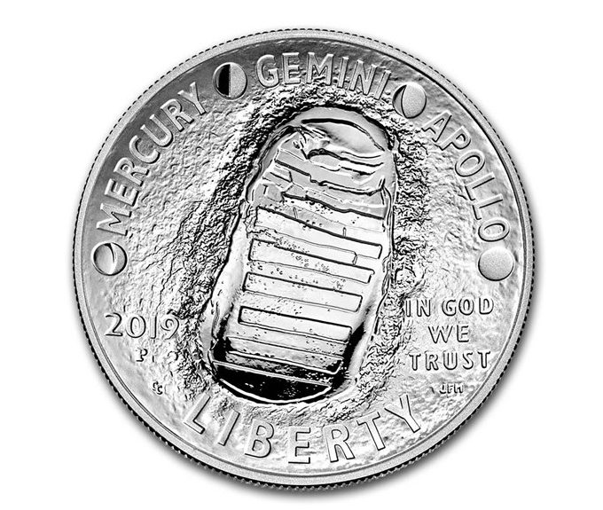 US Mint, 2019-P Apollo 11 50th Anniversary $1 Silver Proof (Box & COA) - Image 2