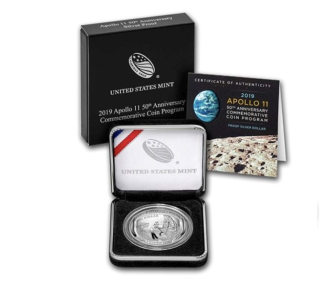 US Mint, 2019-P Apollo 11 50th Anniversary $1 Silver Proof (Box & COA) - Image 4